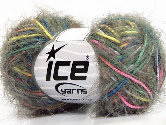 Lot of 8 Skeins ICE PRIMAVERA Hand Knitting Yarn Khaki Blue Yellow Pink