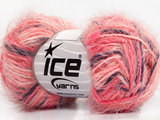 Lot of 8 Skeins Ice Yarns PRIMAVERA Hand Knitting Yarn Pink Salmon Anthracite
