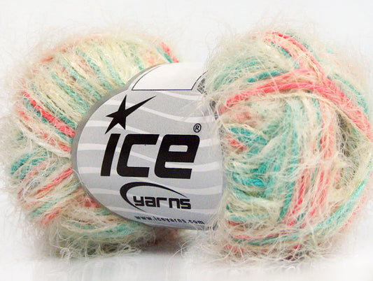 Lot of 8 Skeins Ice Yarns PRIMAVERA Hand Knitting Yarn Cream Mint Green Salmon