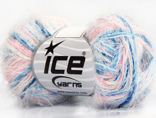 Lot of 8 Skeins Ice Yarns PRIMAVERA Hand Knitting Yarn White Pink Blue