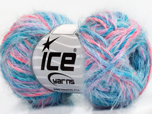 Lot of 8 Skeins ICE PRIMAVERA Hand Knitting Yarn Blue Pink