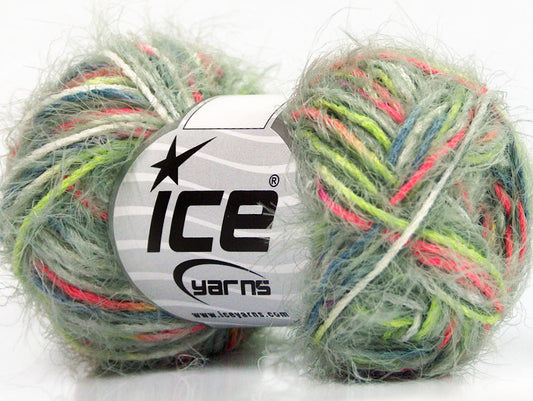 Lot of 8 Skeins ICE PRIMAVERA Hand Knitting Yarn Khaki Green Pink Green