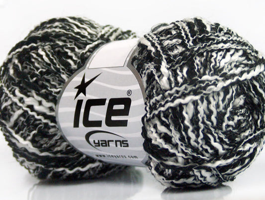 Lot of 8 Skeins ICE MURANO Hand Knitting Yarn Black White
