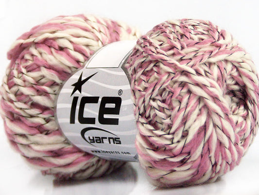Lot of 8 Skeins ICE MURANO Hand Knitting Yarn Pink White