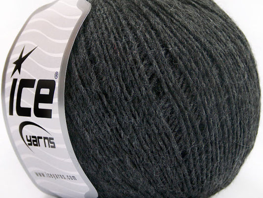 Lot of 8 Skeins ICE WOOL CORD LIGHT (50% Wool) Yarn Anthracite Black