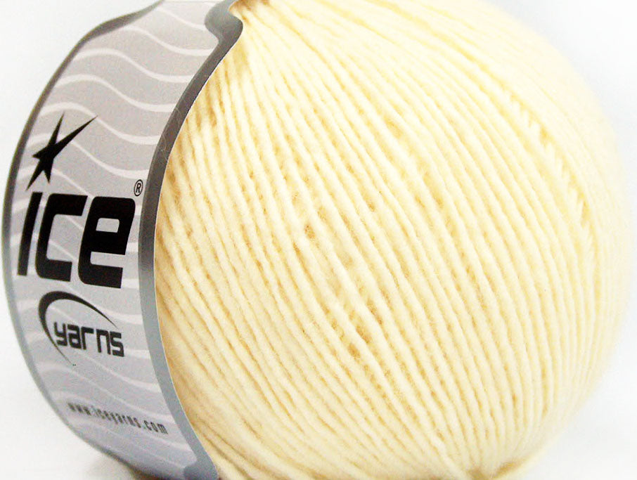 Lot of 8 Skeins ICE WOOL CORD LIGHT (50% Wool) Hand Knitting Yarn Lemon Yellow