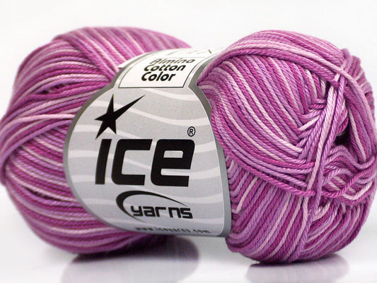 Lot of 6 Skeins ICE ALMINA COTTON COLOR (100% Mercerized Cotton) Yarn Lilac Shades