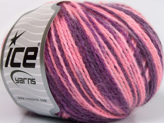 Lot of 8 Skeins ICE SALE WINTER (50% Wool) Yarn Pink Purple Shades