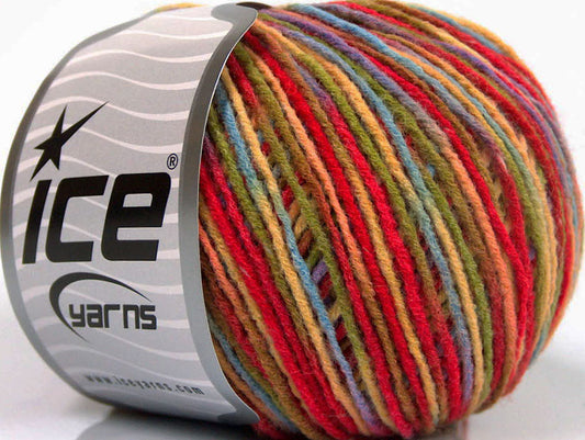Lot of 8 Skeins ICE SALE WINTER (50% Wool) Yarn Red Blue Green Shades Lilac