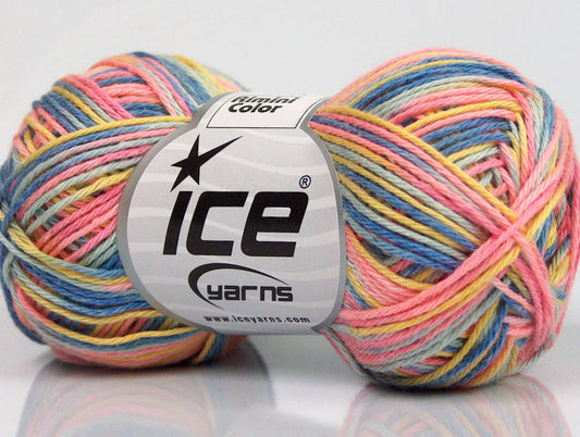 Lot of 8 Skeins Ice Yarns RIMINI COLOR Yarn Blue Shades Pink Yellow