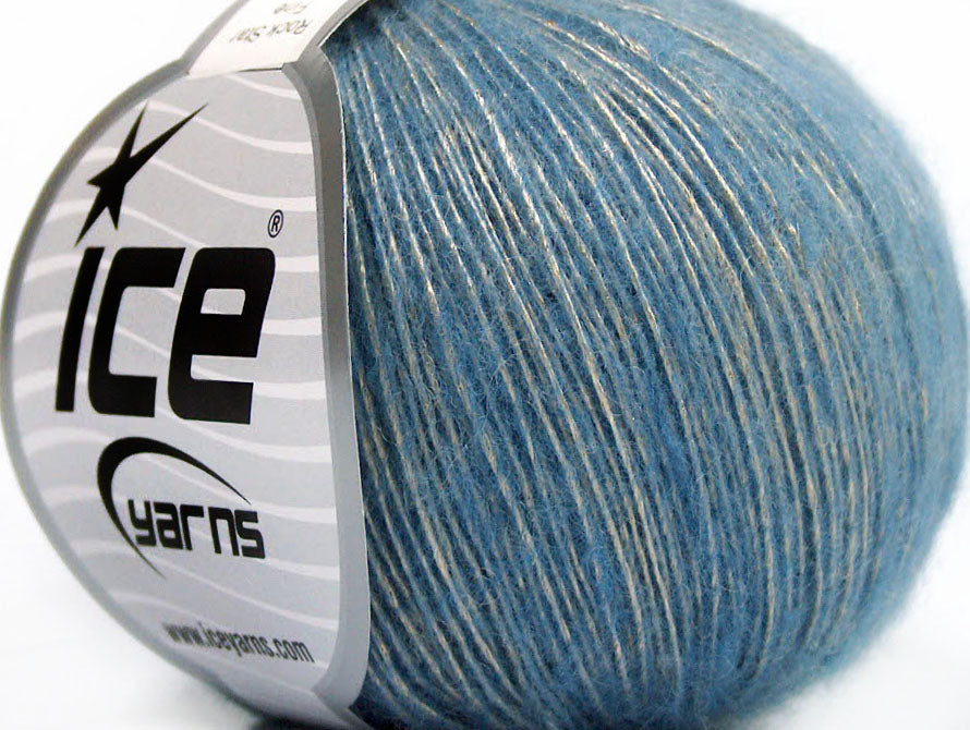 Lot of 8 Skeins ICE ROCK STAR FINE (19% Merino Wool) Yarn Blue Gold
