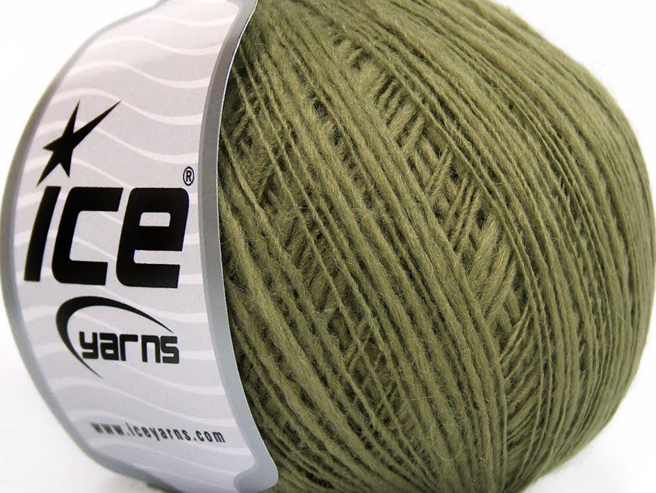 Lot of 8 Skeins Ice Yarns FLAMME WOOL FINE (50% Wool) Yarn Light Khaki