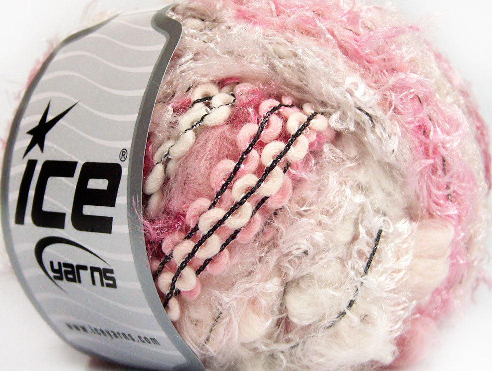 Lot of 8 Skeins ICE ANCONA (30% Wool) Hand Knitting Yarn Pink Shades White