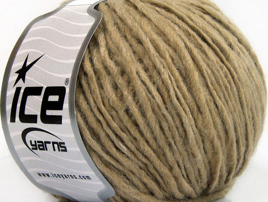 Lot of 8 Skeins Ice Yarns WOOL CORD ARAN (50% Wool) Yarn Light Camel