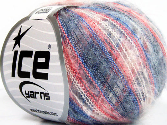 Lot of 10 Skeins Ice Yarns KID MOHAIR FLAMME (37% Kid Mohair) Yarn Red White Blue Shades