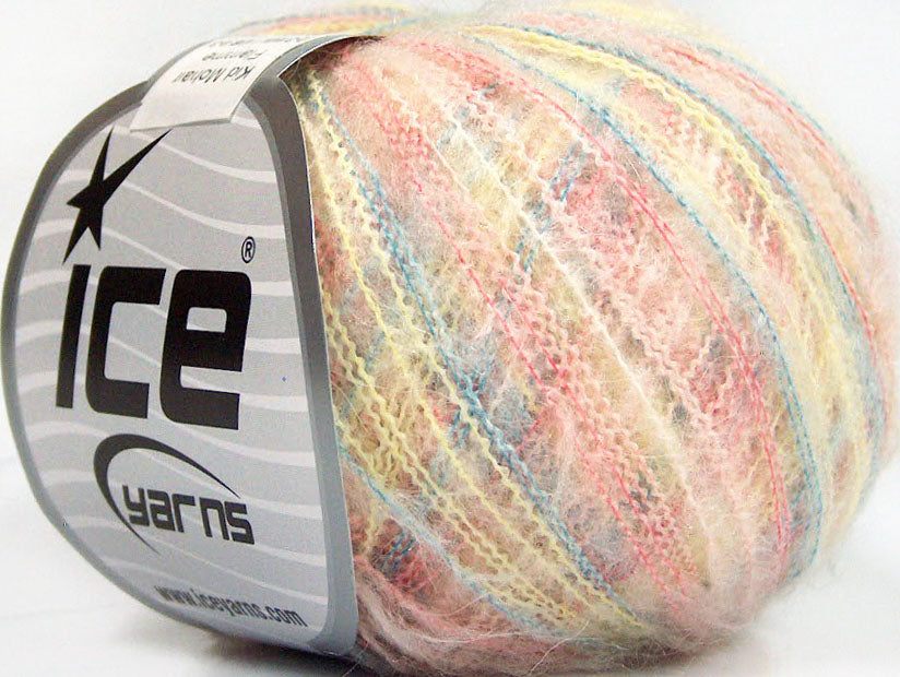 Lot of 10 Skeins Ice Yarns KID MOHAIR FLAMME (37% Kid Mohair) Yarn Pink Blue Yellow