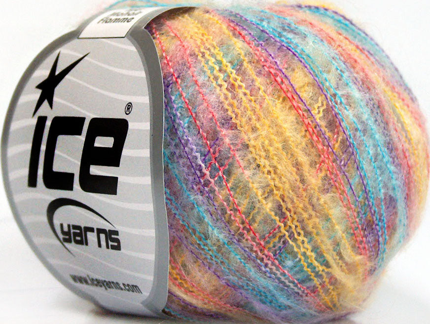 Lot of 10 Skeins Ice Yarns KID MOHAIR FLAMME (37% Kid Mohair) Yarn Gold Pink Lilac Turquoise