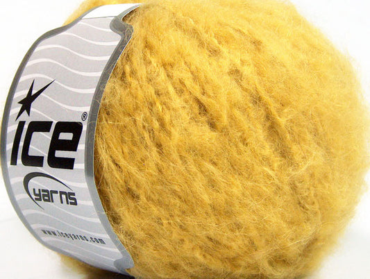 Lot of 8 Skeins ICE KAN MOHAIR (20% Mohair 25% Wool) Hand Knitting Yarn Gold