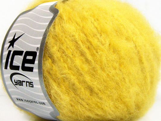 Lot of 8 Skeins ICE KAN MOHAIR (20% Mohair 25% Wool) Hand Knitting Yarn Yellow