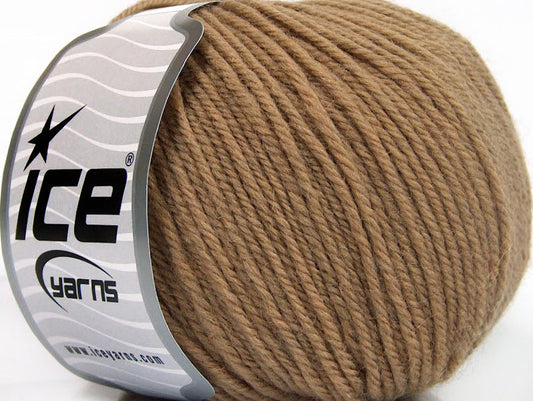 Lot of 6 Skeins Ice Yarns PURE MERINO WORSTED (100% Merino Wool) Yarn Camel