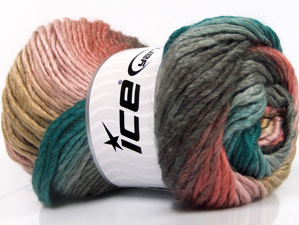 Lot of 4 x 100gr Skeins Ice Yarns AMBIENTE (50% Wool) Yarn Pink Shades Camel Grey Brown Turquoise
