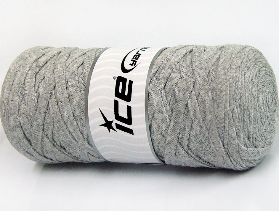 250 gr ICE YARNS JUMBO COTTON RIBBON (100% Recycled Cotton) Yarn Light Grey