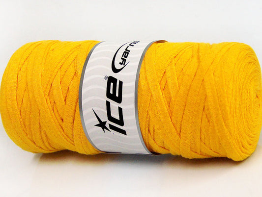 250 gr ICE YARNS JUMBO COTTON RIBBON (100% Recycled Cotton) Yarn Yellow
