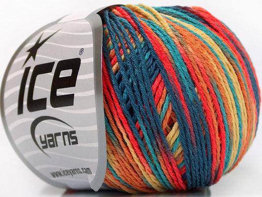 Lot of 8 Skeins Ice Yarns VENICE Yarn Jeans Blue Turquoise Salmon Gold