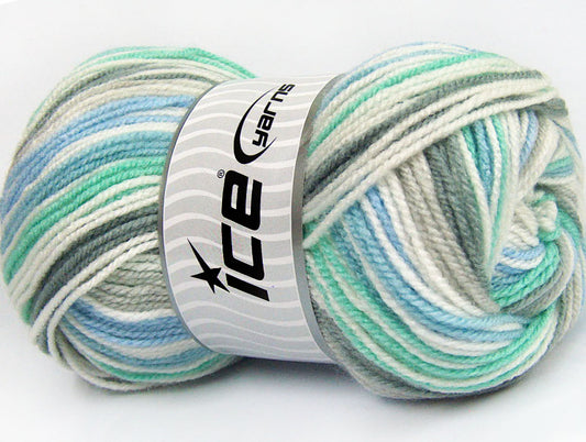 Lot of 4 x 100gr Skeins Ice Yarns GUMBALL Yarn Mint Green Blue Grey White