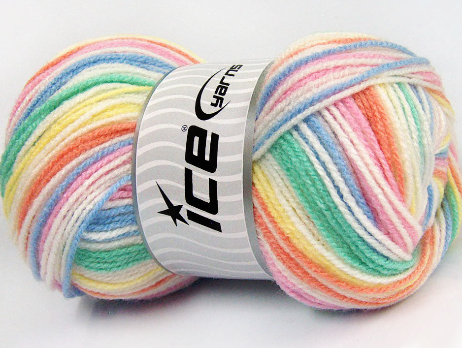 Lot of 4 x 100gr Skeins Ice Yarns GUMBALL Hand Knitting Yarn Pastel Rainbow