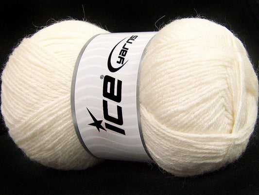 Lot of 4 x 100gr Skeins ICE ALPACA CLASSIC (25% Alpaca 25% Wool) Yarn Ecru