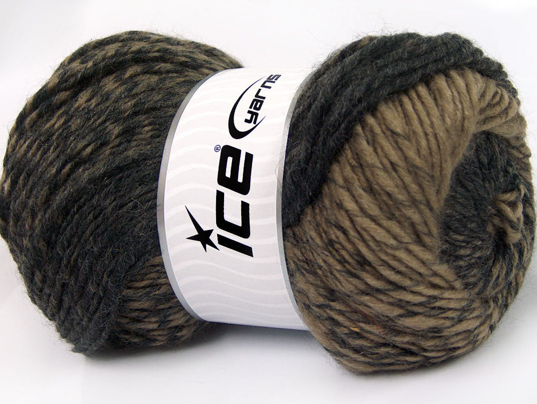 Lot of 4 x 100gr Skeins Ice Yarns FANTASIA (25% Wool) Yarn Black Camel