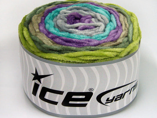 Lot of 2 x 150gr Skeins Ice Yarns CAKES CHENILLE Yarn Green Khaki Lilac Turquoise Light Grey