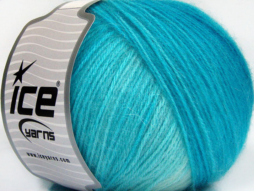 Lot of 4 x 100gr Skeins Ice Yarns ANGORA DESIGN (20% Angora 20% Wool) Yarn Turquoise Shades