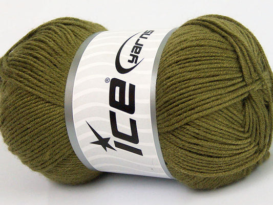 Lot of 4 x 100gr Skeins Ice Yarns BAMBOO BABY (60% Bamboo) Yarn Khaki