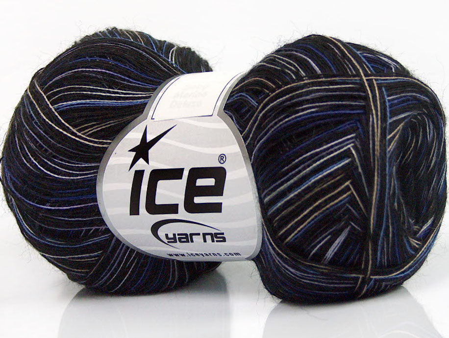 Lot of 8 Skeins ICE SALE SUMMER (100% Cotton) Yarn Black Blue Shades