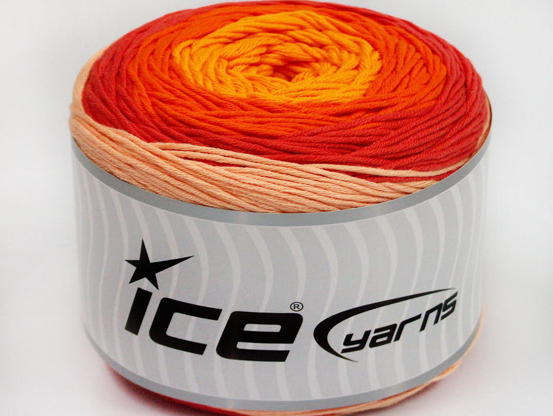 Lot of 2 x 200gr Skeins ICE CAKES BABY SUMMER (50% Cotton) Yarn Light Salmon Salmon Orange Yellow