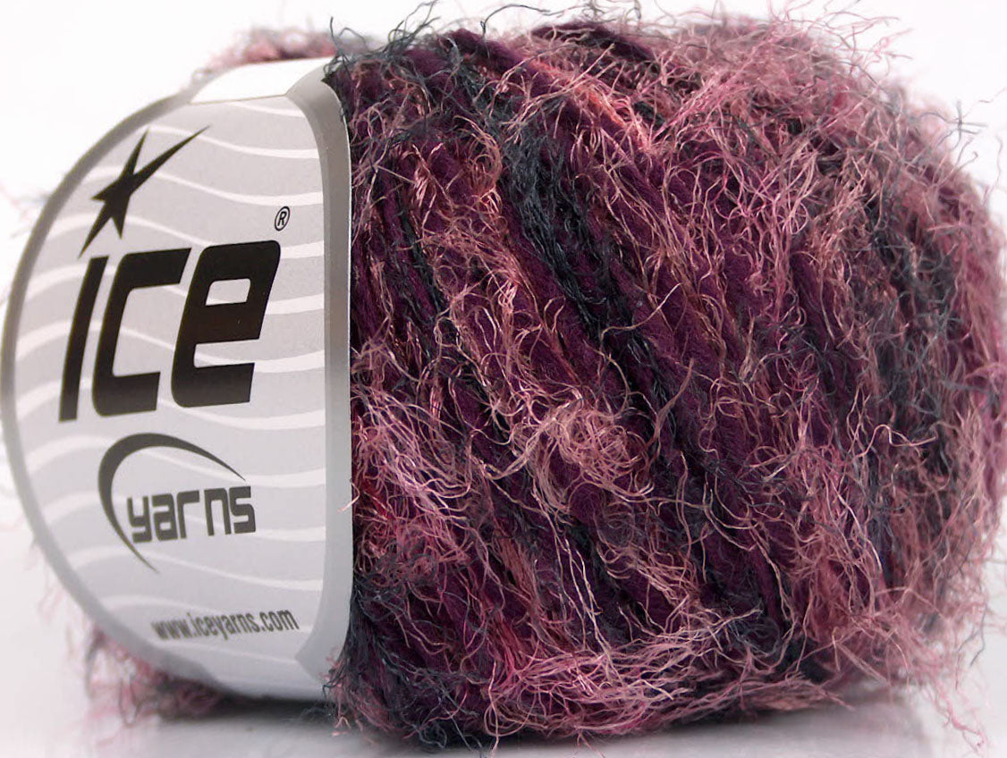 Lot of 8 Skeins ICE SALE EYELASH BLEND Yarn Purple Salmon Pink Anthracite