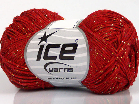 Lot of 8 Skeins Ice Yarns VISCOSA STELLA (75% Viscose) Yarn Red Gold