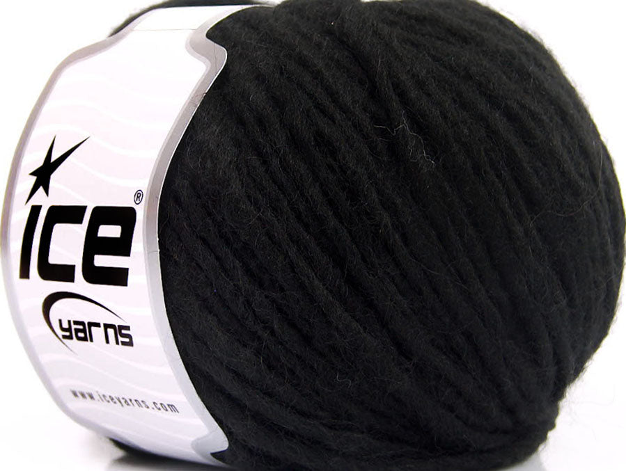 Lot of 8 Skeins Ice Yarns WOOL CORD ARAN (50% Wool) Hand Knitting Yarn Black