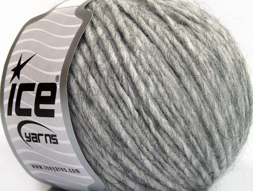 Lot of 8 Skeins ICE WOOL CORD ARAN (50% Wool) Hand Knitting Yarn Light grey
