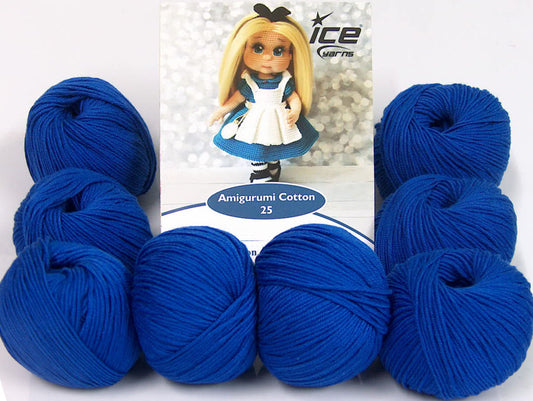 Lot of 8 Skeins Ice Yarns AMIGURUMI COTTON 25 (50% Cotton) Yarn Dark Blue