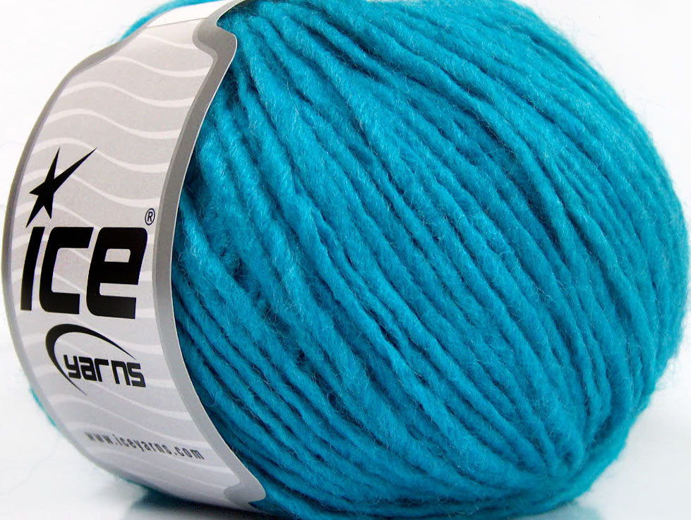 Lot of 8 Skeins ICE WOOL CORD ARAN (50% Wool) Hand Knitting Yarn Turquoise