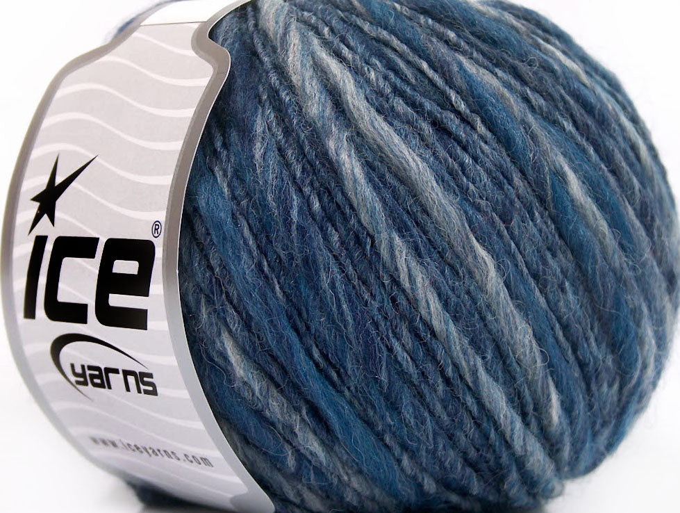 Lot of 6 Skeins ICE SALE WINTER (50% Wool) Hand Knitting Yarn Blue Shades