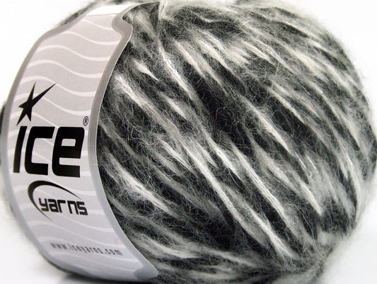 Lot of 6 Skeins ICE SALE WINTER (50% Wool) Hand Knitting Yarn Black Grey White