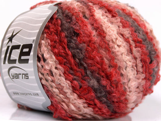 Lot of 8 Skeins Ice Yarns BOUCLE WOOL WORSTED (40% Wool) Yarn Maroon Red Pink
