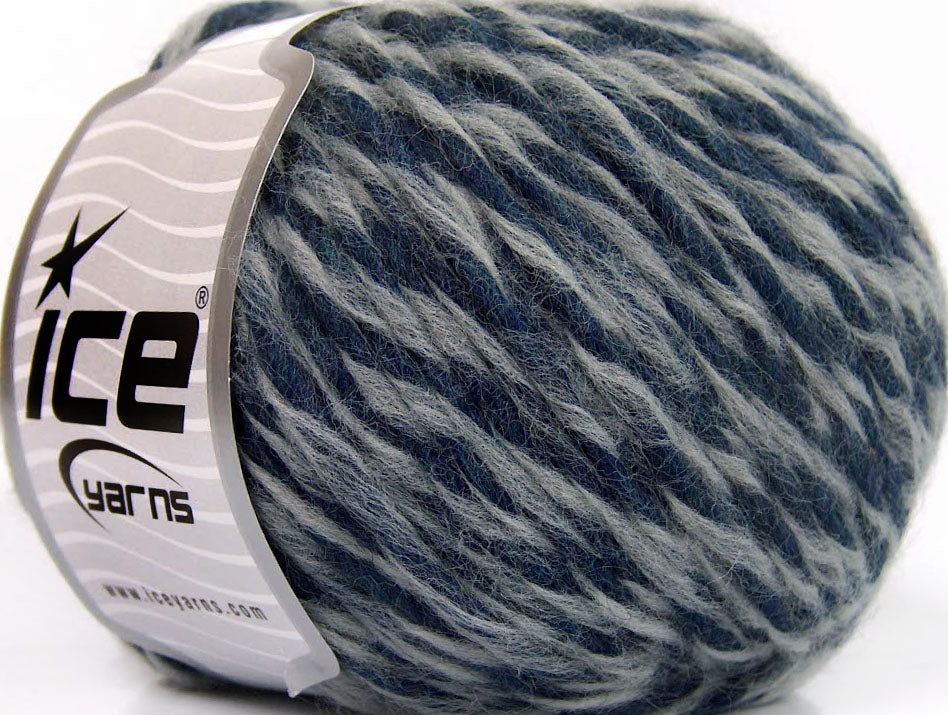 Lot of 8 Skeins ICE PICASSO WOOL (45% Wool) Hand Knitting Yarn Navy Grey