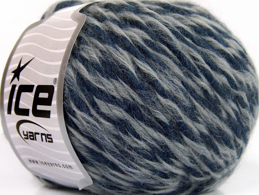 Lot of 8 Skeins ICE PICASSO WOOL (45% Wool) Hand Knitting Yarn Navy Grey