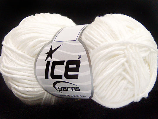 Lot of 8 Skeins ICE BABY SUMMER DK (50% Cotton) Hand Knitting Yarn White