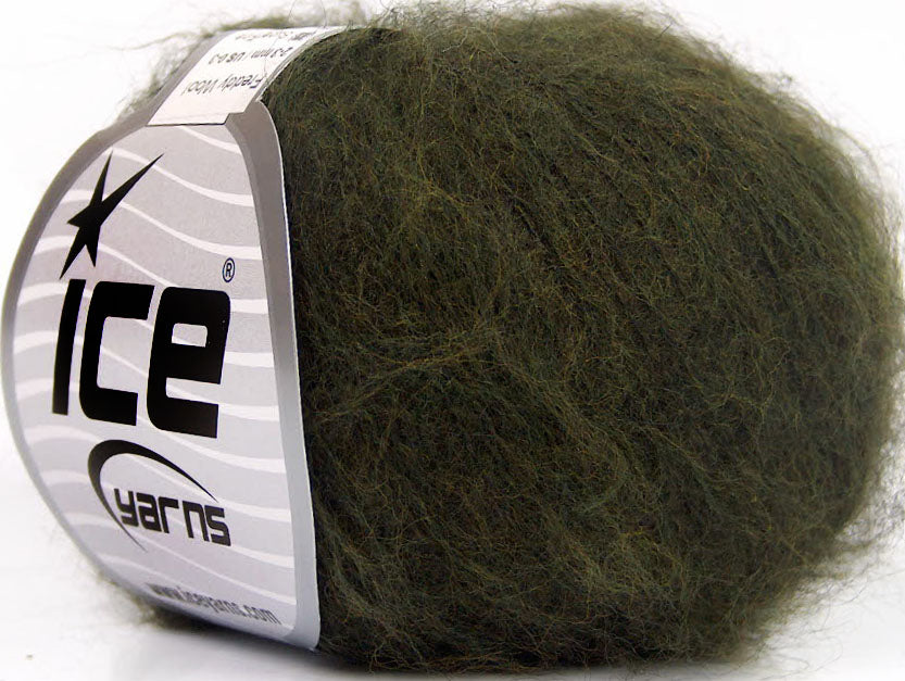 Lot of 10 Skeins ICE FREDDY WOOL (26% Wool 16% Viscose) Yarn Dark Green